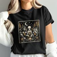 Bigfoot Alien Owl Knitting PNG, Cryptid Campfire Art, Sasquatch Alien Owl Sublimation Design Digital
