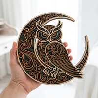 Layered Owl Mandala Wood Art – 6-Layer CNC Laser Cut Design (SVG, DXF)
