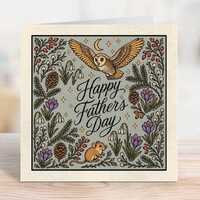 Father&rsquo;s Day Card with Barn Owl, Woodland Night Nature Design, Animal Dad Card | 15x15cm | Bla