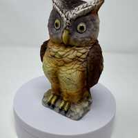Vintage Ceramic Owl Coin Bank: Retro Woodland Figurine, Cottagecore Decor