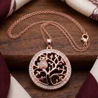 Rose Gold Owl Tree of Life Necklace | 14k Gold Plated Crystal Halo Pendant Necklace | Owl Pendant Wo