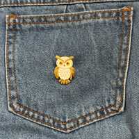 Owl Pin Enamel Style Bird Lapel Brooch Wildlife Applique