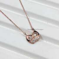 Sterling 925 Silver Minimalist Owl CZ-Diamond Pendant Necklace, Animal Lover Jewelry, Daughter Birth