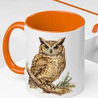 Custom Owl Mug, Bird Lover Gift, Woodland Coffee Cup, Nature Enthusiast, Watercolor Rustic Style