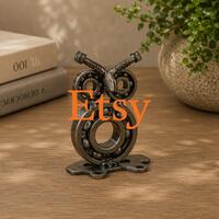 Etsy Recycled Metal Owl Sculpture | Upcycled Desk Decor | Steampunk Bird Art | Welded Iron Figurine