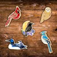 Bird Enamel Pins | Cardinal Owl Raven Loon Blue Jay | Woodland Nature Lapel Pins | Nature Lover