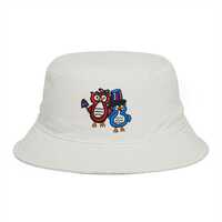 Hand-Drawn Patriotic Owls Bucket Hat | USA Flag Top Hat