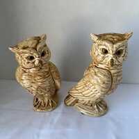 Vintage Owls Figurines - SET of 2 - Ceramic Owls - JAPAN - MCM Owl Figurines. A4