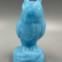 Boyd Glass Ice Blue Owl Figurine 1979 Frosted Blue Art Glass Owl Vintage Collectible Figure