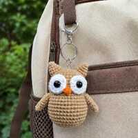 Crochet Owl Keychain, Owl Keyring, Amigurumi Owl Charm, Cute Owl Bag Charm, Handmade Owl Plush Keych