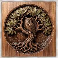 Owl Tree of Life STL Relief | Wildlife Wall Art Panel | Rustic Cabin Decor | Hand Carved Owl Relief 