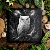 Owl Laser Engraving PNG for Black Slate Celestial Forest Owl Gothic Wildlife Digital Download 13x13 