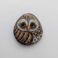 Hand Painted Owl Pebble, Decorative Paperweight