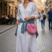 Pink Shell Purse with removable owl charm