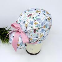 Euro scrub cap with ties for Women. Owl European Surgical hat with Satin Lined Option by Paradise Ca