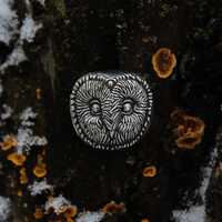Pewter Barn Owl Face Lapel Pin, Detailed Nocturnal Bird Head Hand Cast Brooch