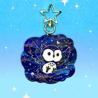Starry Guardian Owl Pearlescent Acrylic Key Chain | Animal Constellations