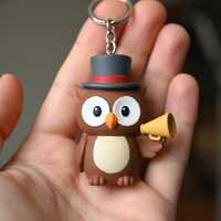 Director Owl Keychain, Hand-Painted 3D Printed Theater Gift, Single Dramaturgy Accessory