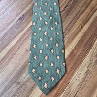Hermes Owl Silk Tie Mens Green 7738 OA Made in France Luxury AOP Animal Print