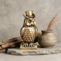Miniature Copper Owl Figurine &ndash; Handcrafted Small Desk Ornament, Vintage Animal Sculpture, Uni