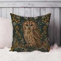Owl William Morris Throw Pillow Soft Cushion Cover Animals Cottage Square Decorative Accent Pillowca
