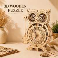Mechanical Owl Clock 3D Wooden Puzzle | DIY Model Kit | Unique Gift for Adults | Wooden Craft | Home