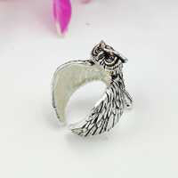 Silver Owl Ring, Adjustable Bird Statement Ring, Nature Inspired Animal Jewelry