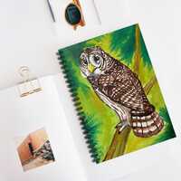 Brown Barred Owl Illustration Spiral Notebook | Ruled Journal