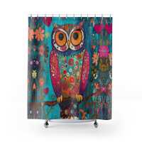 Whimsical Owl Shower Curtain | Kids Bathroom Decor, Cute Bird Bathroom Curtain