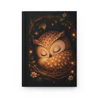 Sleepy Owl Hardcover Journal | Whimsical Woodland Dream Diary, Cozy Night Notebook