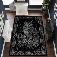 Gothic Owl Rug, Black White Owl Carpet, Dark Academia Area Rug, Mystic Bird Decor, Celestial Owl Mat