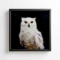 White Owl Painting Bird Wall Art Wildlife Art Print From an Original Impasto Oil Painting