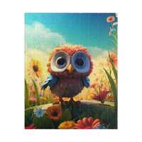 Whimsical Owl Flower Field Jigsaw Puzzle | Chipboard, Glossy Finish (110-520 Pieces)