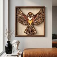 NB260 Owl SVG | 8 Layers | Bird Wall Art | Laser Cut Multilayer File | CNC Wood Decor | Digital Down