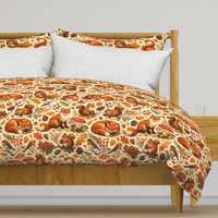 Woodland Folk Forest Bedding - Fox Owl Rabbit Nature Trees Squirrels Printed Duvet Cover OR Pillow S