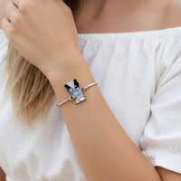 Taxco Silver Bangle, Abalone Owl Charm, Shell Inlay, Made in Mexico, Owl Lover Gift