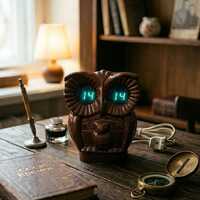 Vintage Soviet Ceramic Owl Clock Elektronika SNP-12, Rare USSR VFD Digital Clock, Retro Space Age Cy