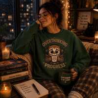 Overthinking Owl Sweatshirt, Cozy Introvert Crewneck, ADHD Sweater