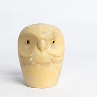 Vintage Italian Stone Owl Figurine Sculpture Alabaster Dark Academia Goblincore