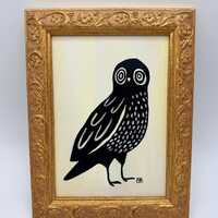 Owl-Minimalist Folk Art Animal Oil Painting by Bailey Berendsen