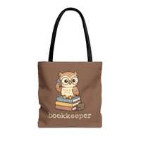 Cute Bookkeeper Tote - Owl with Glasses Books Phone and Briefcase
