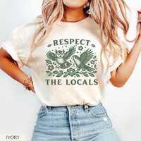 Respect The Locals Bird Watching Shirt, Owl And Hawk Graphic Tee, Bird Lover Gift, Nature Birding Co