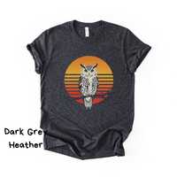 Retro Sunset Owl T Shirt | Vintage Owl Illustration Tee | Night Bird Sunset Circle Graphic