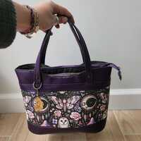Celestial Moth Handbag | Moon Owl Purse | Witchy Purple Bag