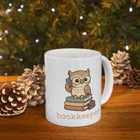 Cute Bookkeeper Owl Mug with Tiny Owl Footprints