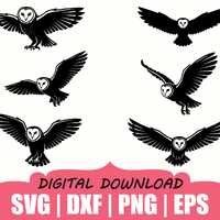 Barn Owl Silhouette, Svg, Dxf, Png
