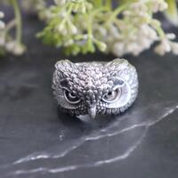 Owl Head Ring, 925 Sterling Silver, Animal Lover Ring, Unique Bird Ring, Boho Ring, Statement Ring, 