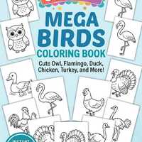 50 Page Birds Coloring Book, Owl, Flamingo, Duck (Digital Download)