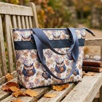 Steampunk Owl Handcrafted Swiftly Zip Tote | 14.5" Wide Base