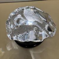 Vintage owl paperweight in crystal carved in a block